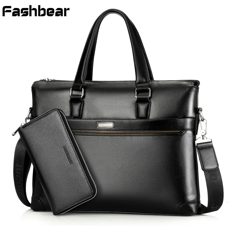 Новое поступление Мужские портфели из искусственной кожи коричневая сумка для