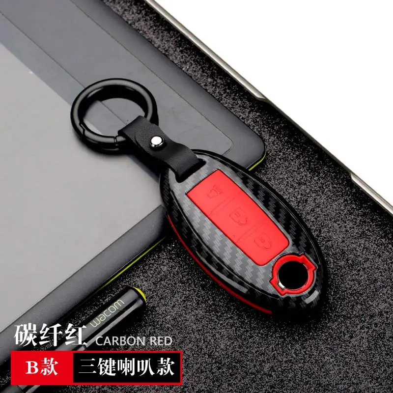 B Model Carbon Red Оболочка из углеродного волокна чехол ключа дистанционного управления автомобилем чехол для Nissan Qashqai J10 J11 X-Trail t31 t32 kicks Tiida Pathfinder Murano Note, Juke - Название цвета: B Model Carbon Red