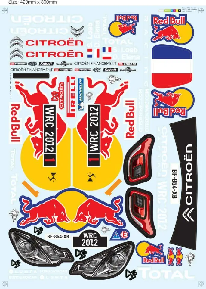 Team C 1/8 RC автомобиль ралли наклейка для Redbull Citroen|Детали и аксессуары| |