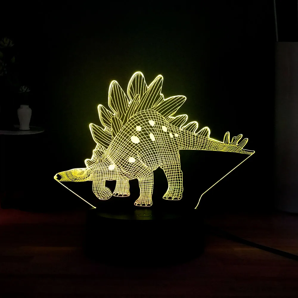 Dinosaur-5 Динозавр серия светодиодный ночник Albertaceratops Triceratops Anchisaurus Stegosaurus USB пульт дистанционного Многоцветный 3D лампа детский подарок - Испускаемый цвет: Dinosaur-5