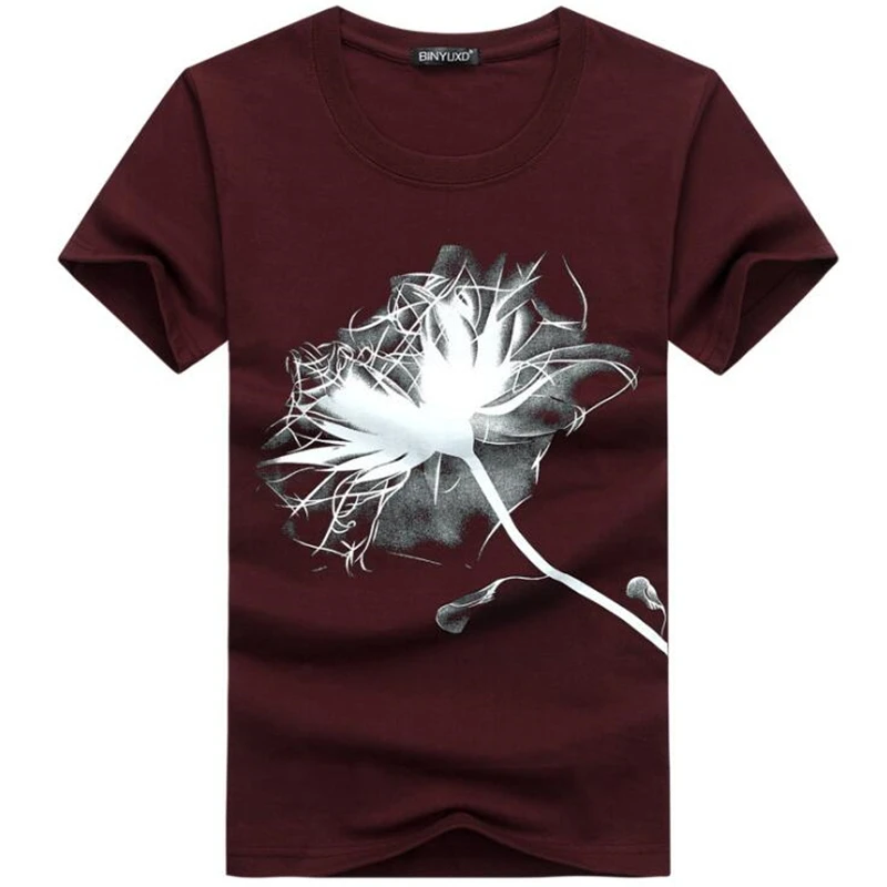 Мужская хлопковая футболка с круглым вырезом Повседневная коротким рукавом и