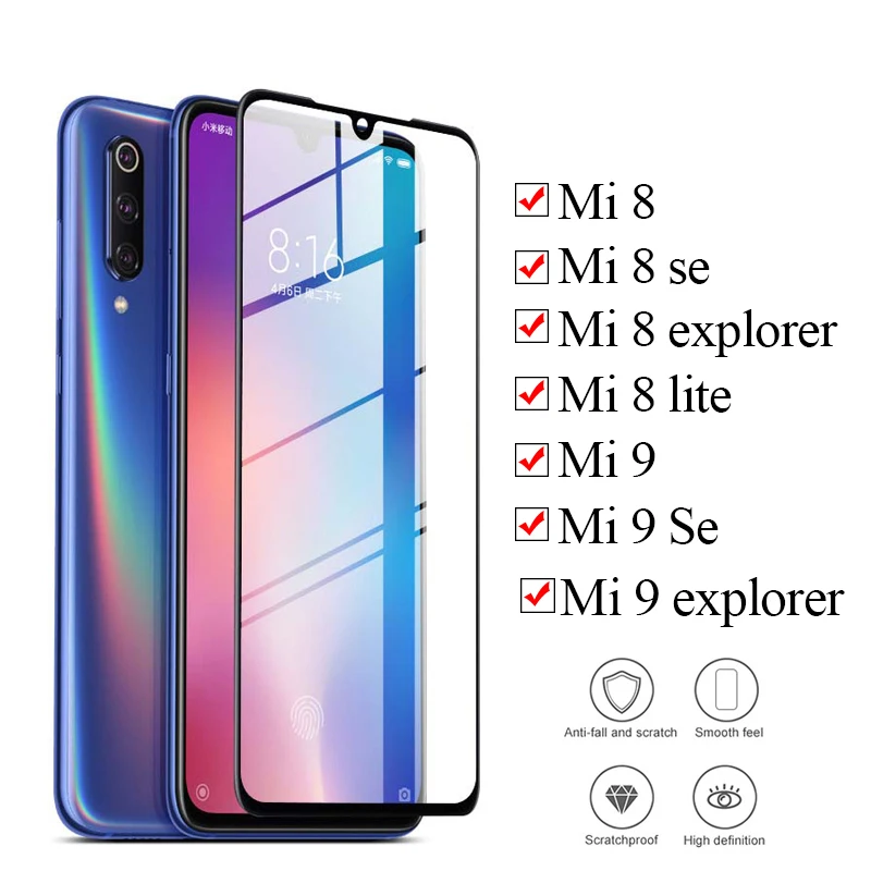 

10pcs/lot Tempered Glass On for Xiaomi Mi 9 8 se Screen Protector Full Cover for xiaomi mi9se F1 Glass Protective Film