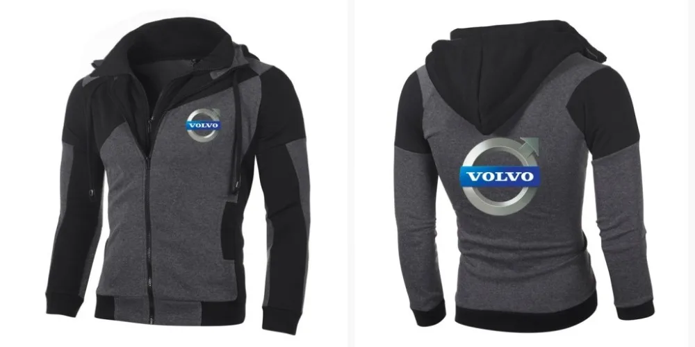 Модные Для мужчин новая Толстовка VOLVO личности Цвет двойной молнии кардиган с