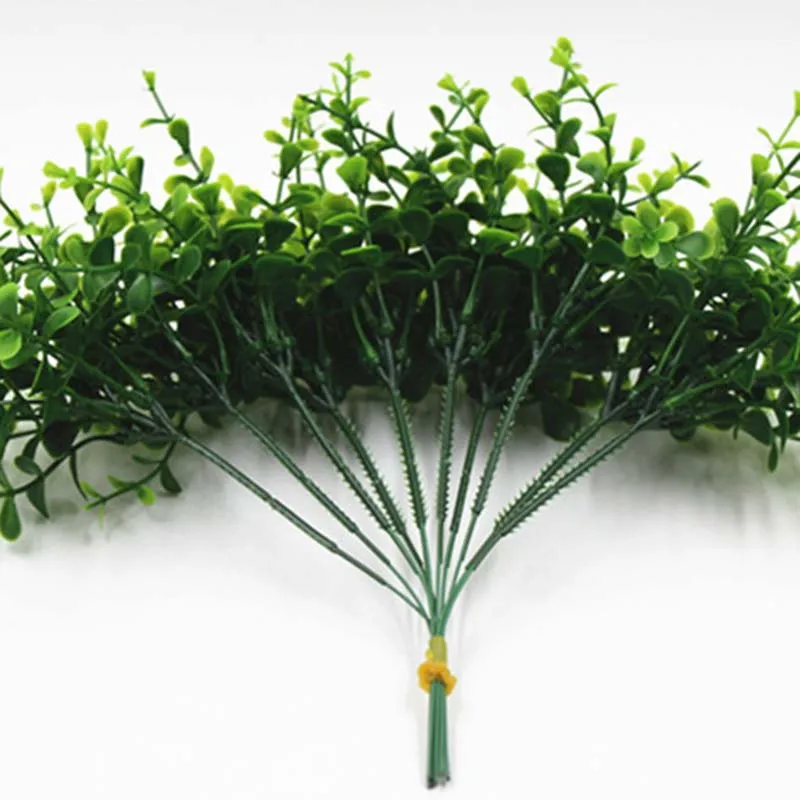 10 головок Зеленый Искусственный лист декоративный пластиковая ветка шелк и