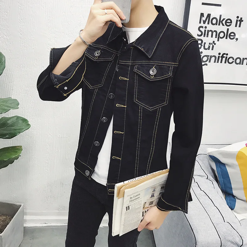 Куртка джинсовая мужская однобортная в стиле хип-хоп весна-осень 2020 |