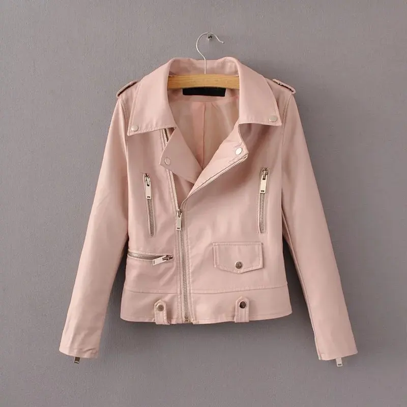 Fitaylor Новая женская куртка из искусственной кожи тонкий короткий дизайн панк