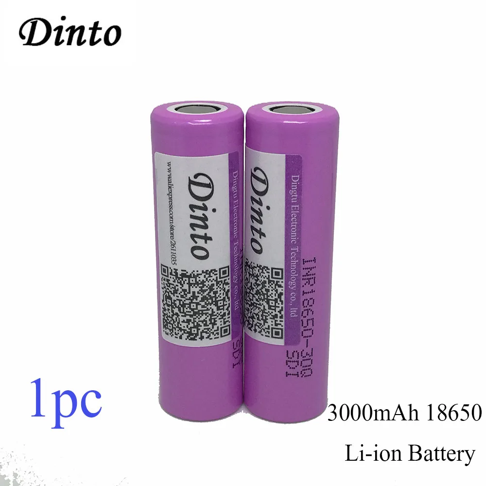 Литий ионный аккумулятор Dinto 1 шт. 30Q 18650 3000 мАч 3 7 в перезаряжаемые батареи для Samsung