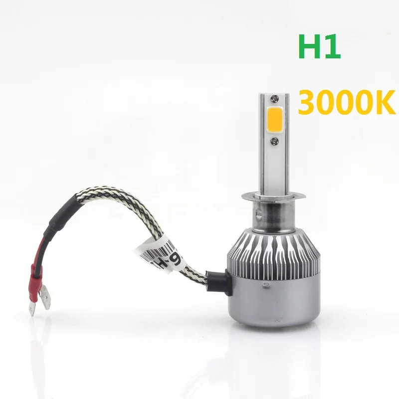 PAMPSEE 1 пара C6 H7 H4 светодиодный H13 H11 H1 9005 9006 HB3 H3 COB 72 Вт 7600LM 3000K желтый автомобильный