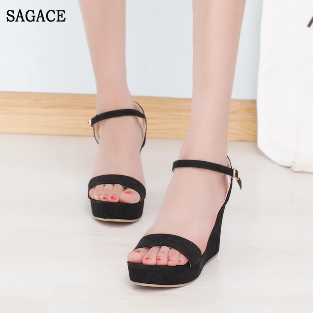 SAGACE модные женские летние универсальные босоножки на танкетке с открытым носком