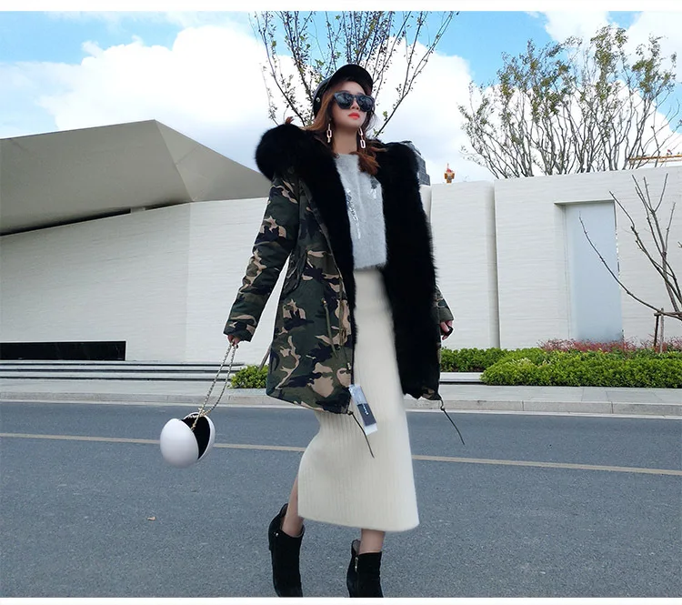 Deri Ceket Women Winter Large Natural Real Fox Fur Cuff& Liner Thick Warm Silver Jacket Coast Female Waterproof Loose Parkas