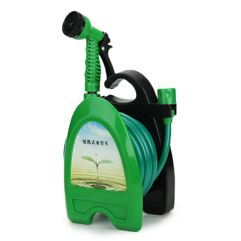 Green Hyindoor 32 фута Портативный мини-шланг для воды катушка для полива сада автомобиль Жардин стиральная шланг для хранения труб держатель комплект жардинерия - Цвет: Green