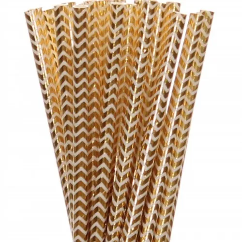 Foil Gold Chevron 25 шт./лот, фольгированные золотые, розовые бумажные соломинки для детей, декоративные вечерние товары для дня рождения, свадьбы, праздника, Микки, Минни Маус, кекс, флаг - Цвет: Foil Gold Chevron