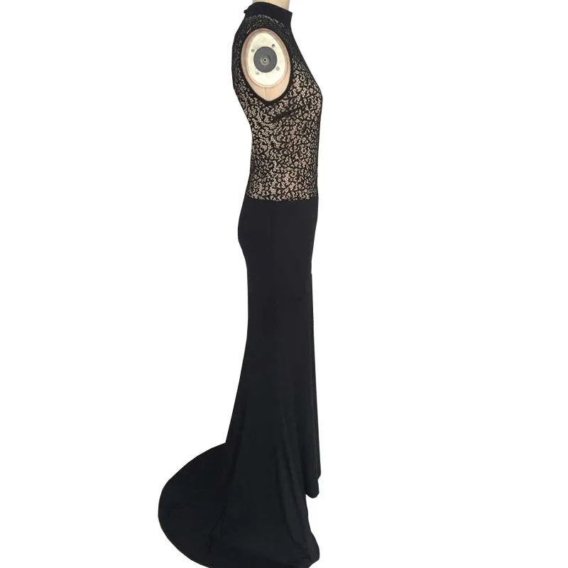 Зима Формальные Длинные платья 2017 Robe De Soiree элегантное черное кружевное платье с