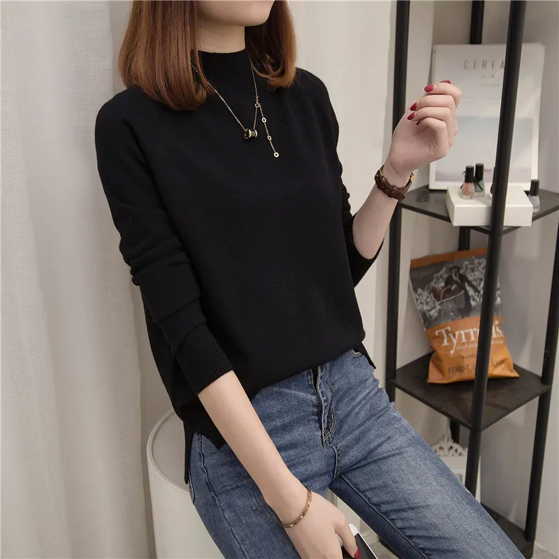 Свитер Для женщин Весна 2019 новые свободные Высокий воротник Женский пуловер