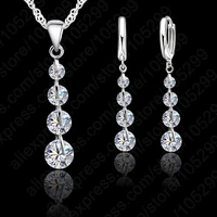 romantic 925 sterling silver link chain crystal pendant jewelry set for women choker wedding jewelry set