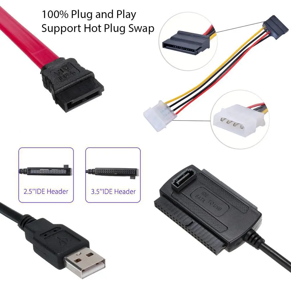 SATA/PATA/IDE to USB 2.0 Adapter Converter Cable for Hard Drive Disk 2.5&quot 3.5&quot |