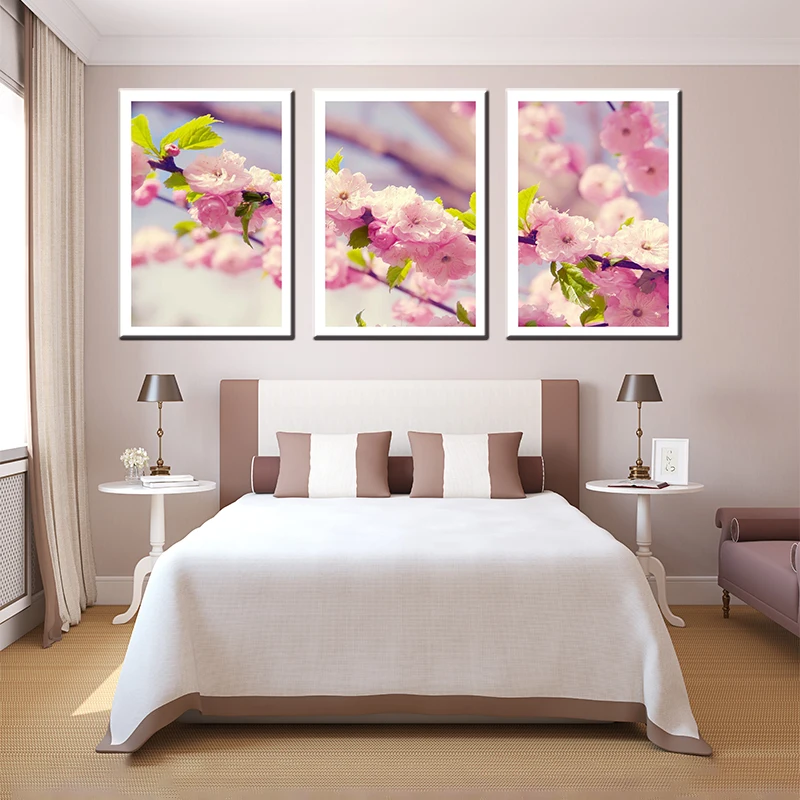3 шт. картина маслом на холсте с цветами персика|canvas oil painting|living room wall artwall art |
