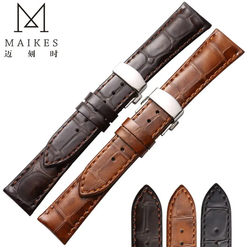 Ремешок для часов MAIKES из натуральной кожи Аксессуары коричневый браслет со