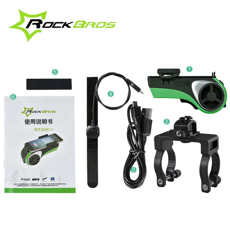 ZX006 ROCKBROS 5 в 1 двойной светодиодный велосипедный светильник+ Bluetooth аудио mp3-плеер динамик+ зарядное устройство+ кольцевой звонок+ велосипедный держатель для телефона - Цвет: ZX006