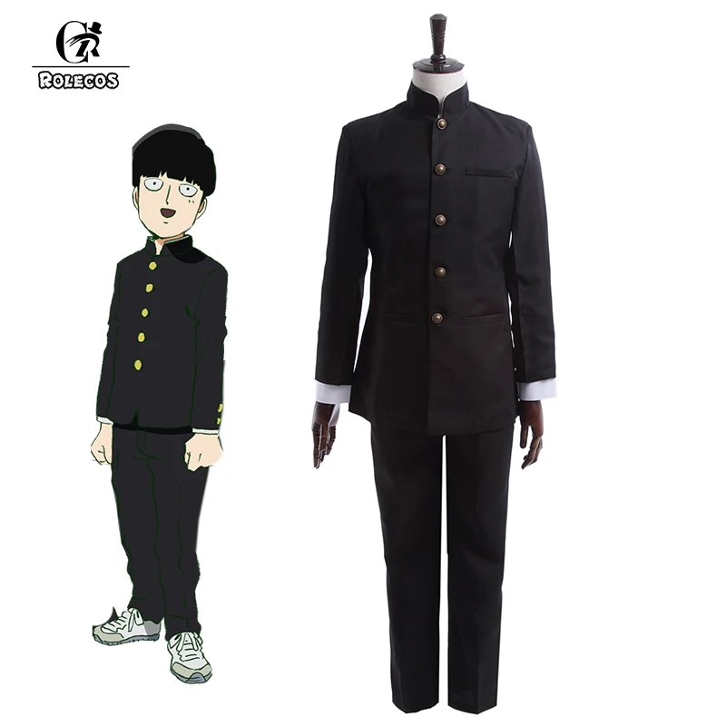 Black ROLECOS аниме Mob Psycho 100 Косплей Костюм Kageyama Shigeo косплей костюм японская школьная форма для мальчика куртка брюки полный комплект - Цвет: Black