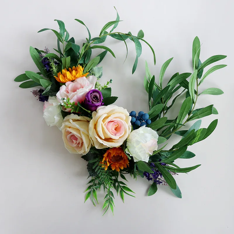 Wedding chair back flower decoration European small fresh foreign trade quality goods simulation rose church wedding celebration | Дом и сад