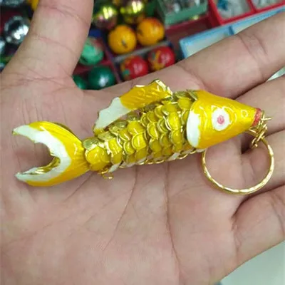 Цвет: желтый Cloisonne Swing 6,5 Koi Fish брелки брелок Ретро Китай карп эмаль ювелирные изделия аксессуары брелок Подвеска этнический подарок - Цвет: Цвет: желтый