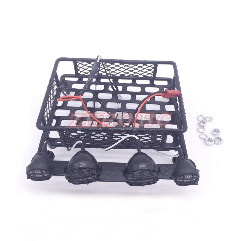 Полностью металлический багажный стеллаж на крышу с 4 белыми светодиодами черный