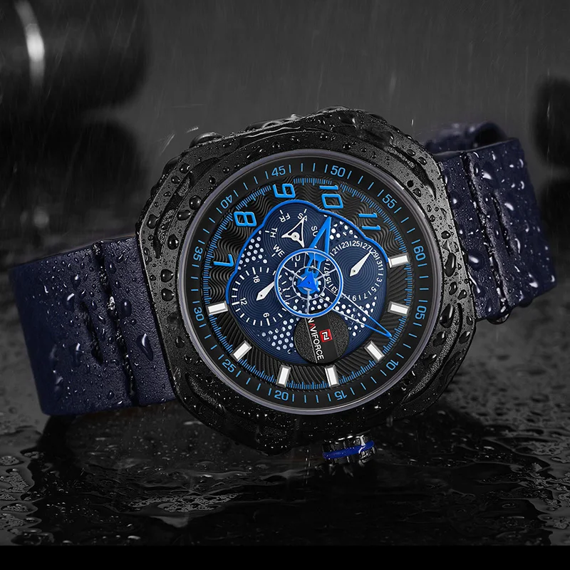 NAVIFORCE 2018 новые мужские спортивные кварцевые часы синие Водонепроницаемые