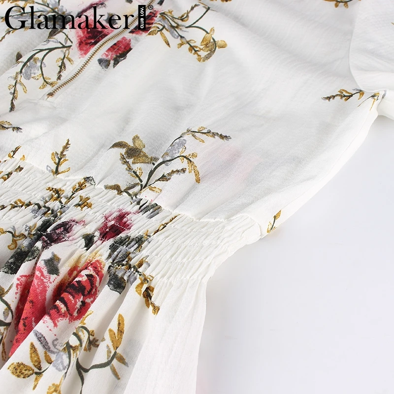Женская шифоновая блузка с цветочным принтом Glamaker элегантная Праздничная в