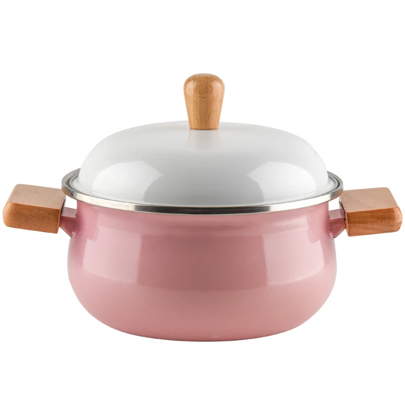 

Nordic wind porcelain enamel milk soup porridge pot household soaking noodles small cooker induction cooker stew pan saucepan
