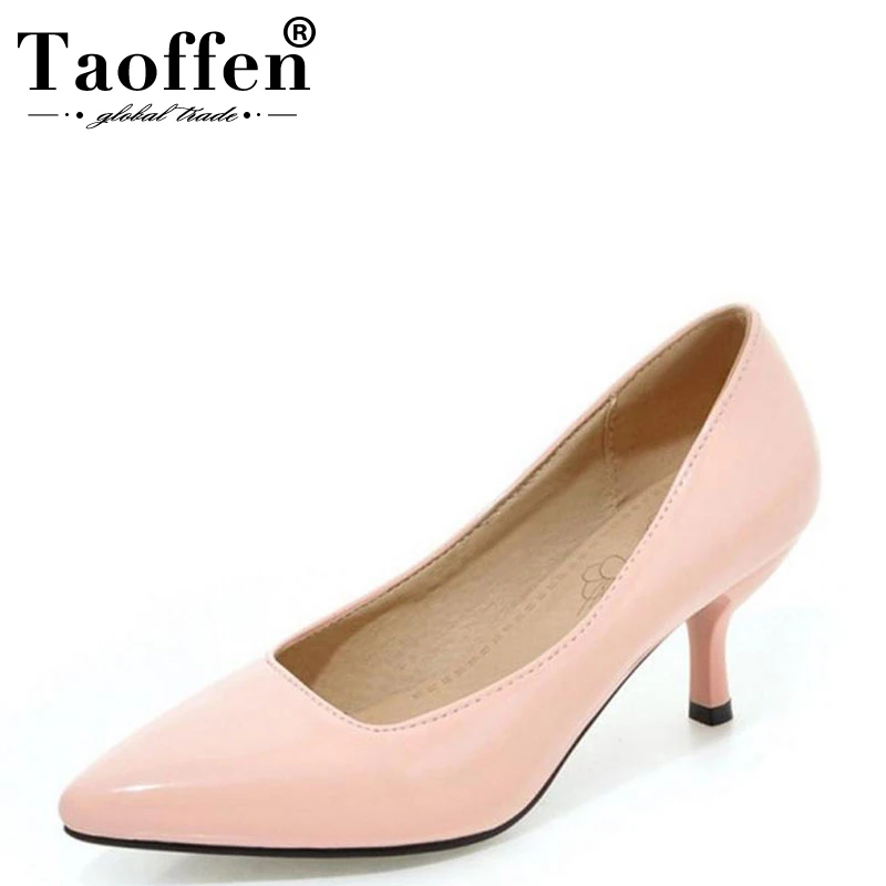 Фото Женские туфли с острым носком TAOFFEN офисные 8 цветов размера плюс 32 48 на высоком
