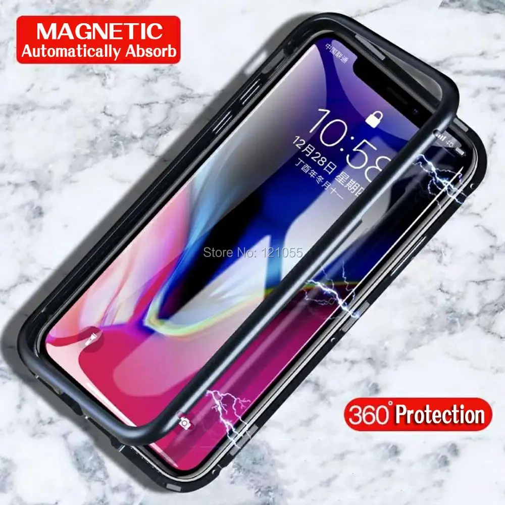 Магнитный чехол для iphone чехол магнитный металлический бампер ультратонкое покрытие из закаленного стекла полный корпус Адсорбция Лот