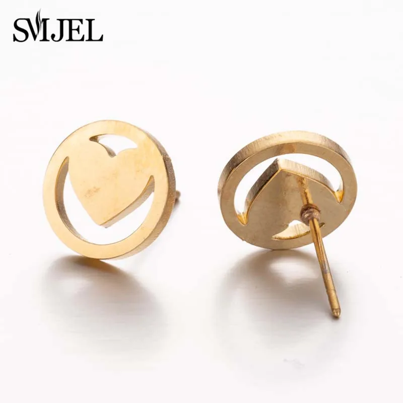 SMJEL Korean Stainless Steel Earrings for Women pendientes hombre Flower Small Earrings Studs Birthday Gifts Wholesale