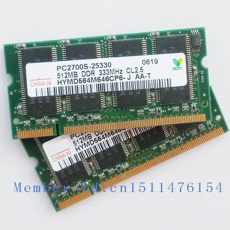 Полностью Тесты! 1 Гб 2x512 MB 512 mb PC2700 DDR333 333 МГц DDR1 200pin Sodimm карта памяти для ноутбука