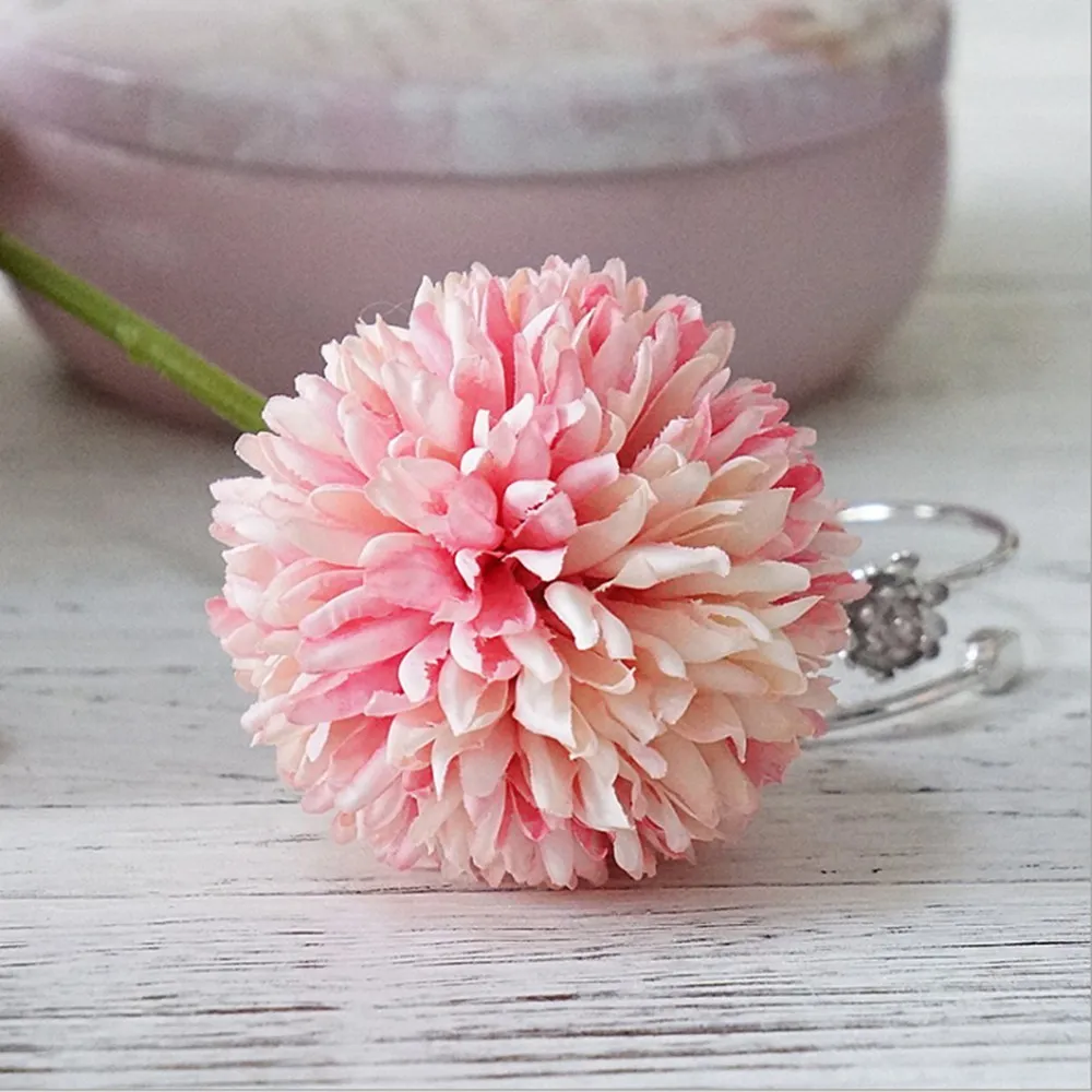 dark pink Искусственные декоративные цветы, вазы, чулки, рождественские украшения для дома, свадьбы, искусственные растения, шелк, Одуванчик, помпон - Цвет: dark pink