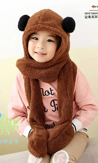 RUNMEIFA зимняя теплая детская толстовка с капюшоном Перчатки Карман Наушник Шапка