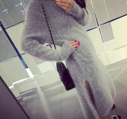 Новинка 2019 теплое плотное кашемировое пальто из натуральной норки водолазка