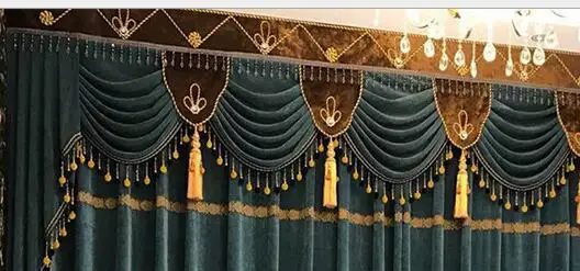 1pc valance Европа оконные обработки бархат вышитые занавески s для гостиной роскошные пельмет вуаль кружевные занавески тюль для спальни - Цвет: 1pc valance