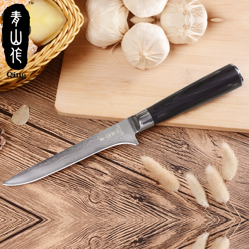 QING Japan VG10 дамасский шеф повар кухонный нож с цветной деревянной ручкой