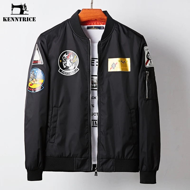 Kenntrice 2018 Light Hip Hop LOGO Printing Bomber Jackets Mens Casual Slim Fit Pilot Jacket Streetwear | Мужская одежда