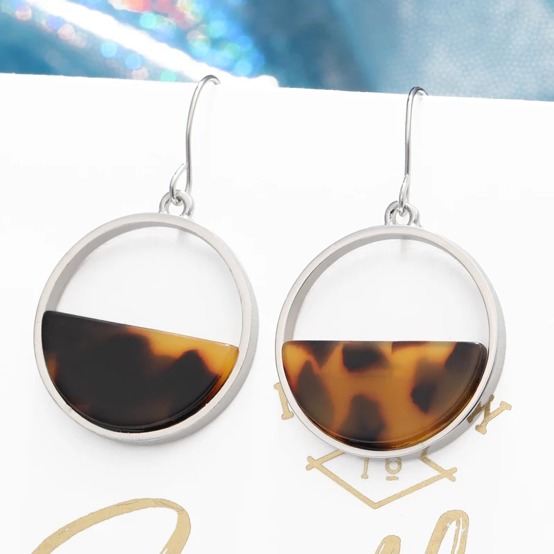 Женские винтажные серьги подвески ZA леопардовые акриловые в богемном стиле