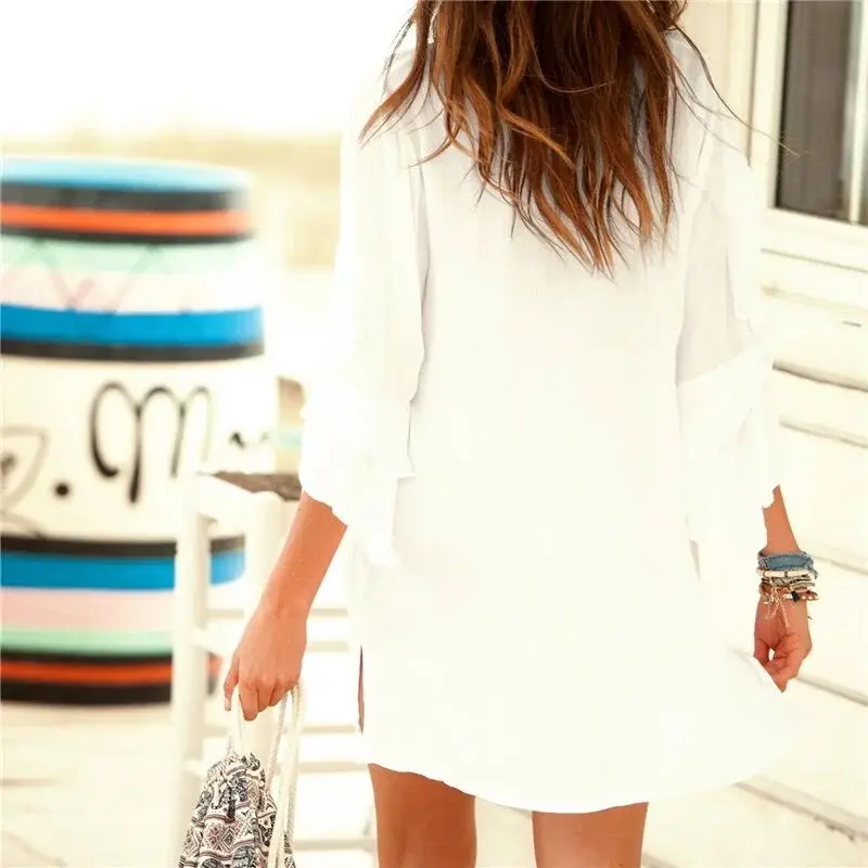 Шифоновая накидка пляжная одежда летний кафтан купальник платье бикини для