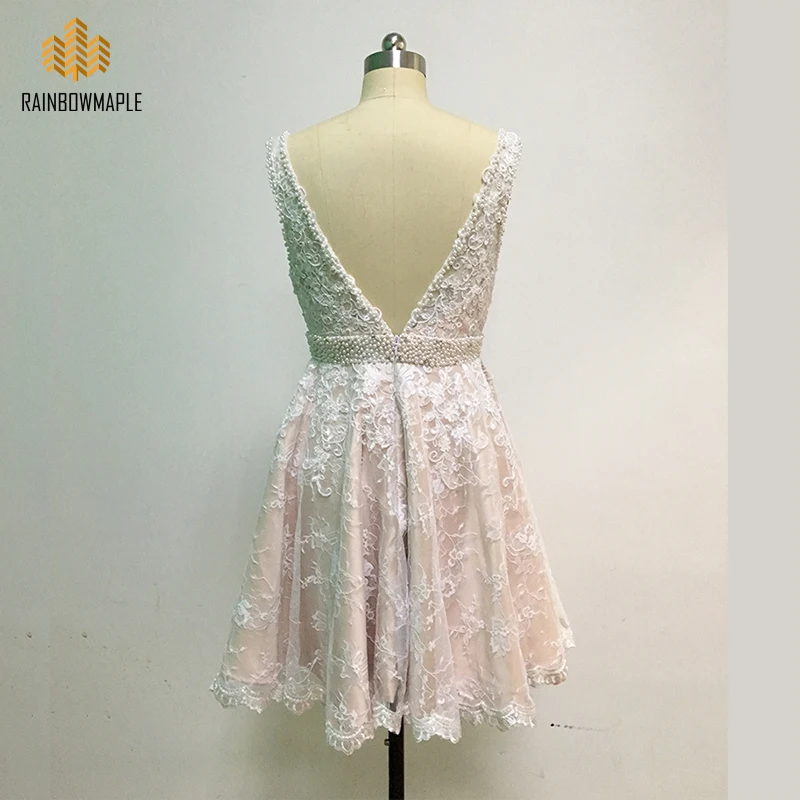 Милый Кот/Обнаженная Кружева Короткие вечерние платья 2017 Сексуальная спинки v