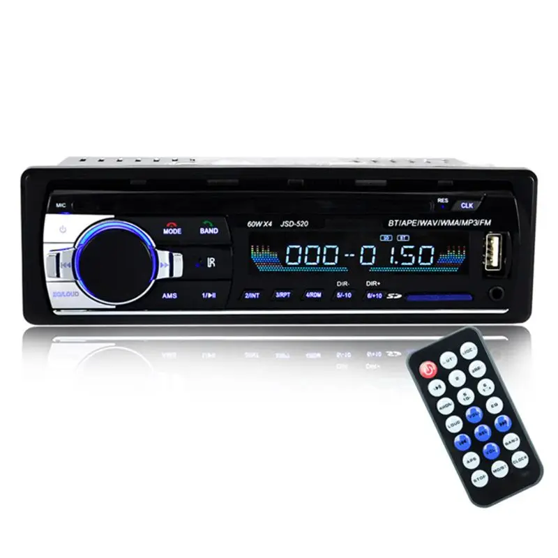 

Free Ship 1 Set Bluetooth JSD-520 Autoradio DC 12V Car Radio Stereo Player Phone AUX-IN MP3 FM/USB/Radio Player Remote Control