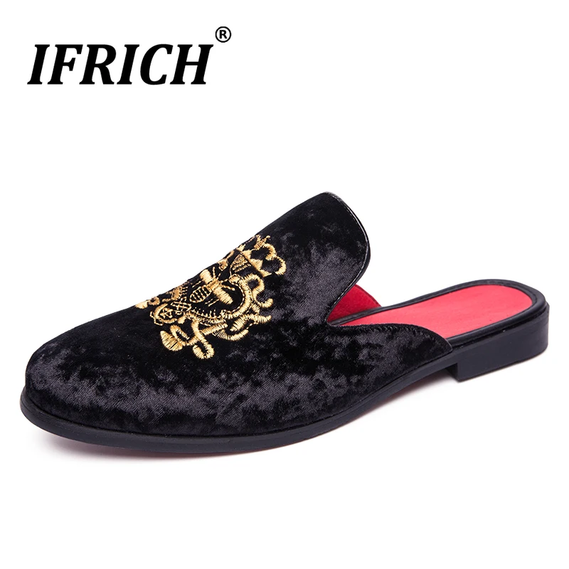Ifrich Повседневное Фирменная мужская обувь Дизайнерские перетаскивание прогулочная Спортивная черного и синего цвета для молодежи Модная обувь Размер 38-44 полусапожки до середины икры на плоской подошве; шлёпанцы для женщин