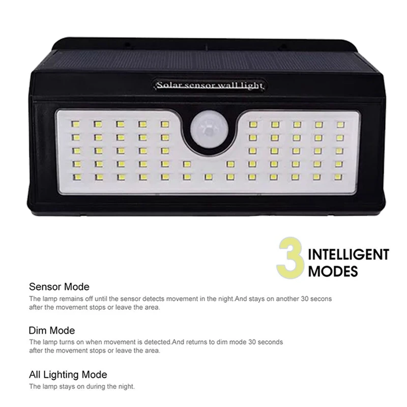 55 LED Солнечный свет настенный светильник PIR датчик движения три режима