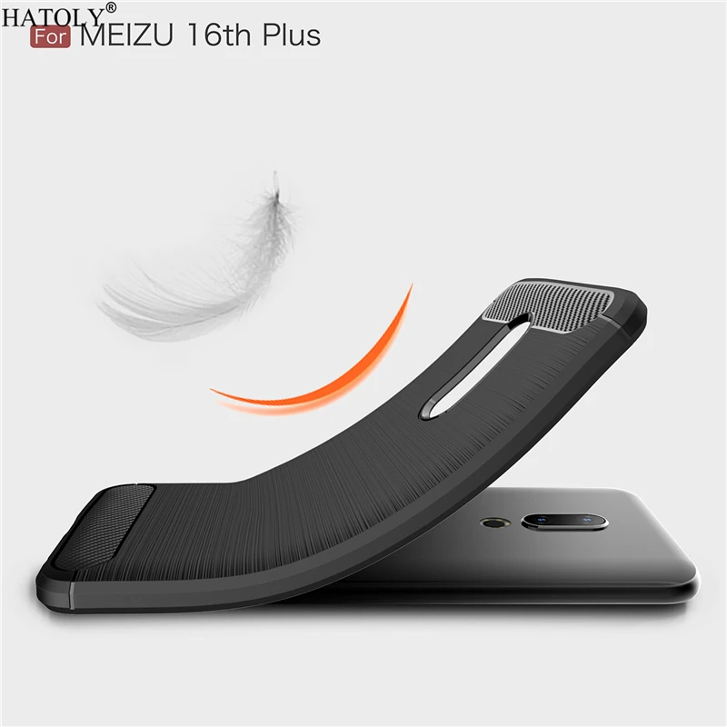 HATOLY For Capas Meizu 16th Plus Case 16 Anti-knock Soft TPU Brushed Rugger Silicone Phone Cases | Мобильные телефоны и