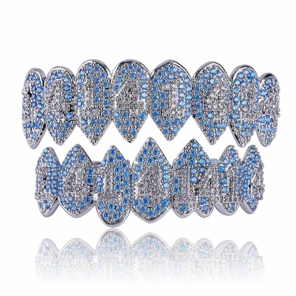JINAO серебро Iced Out 1414 Grillz медный Кристалл ювелирные изделия верх и низ Grillz зубы ювелирные изделия для тела хип-хоп Bling AAA кубический циркон