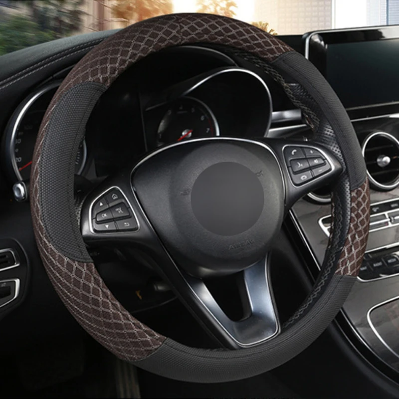 HuiER авто чехол рулевого колеса автомобиля Volant дышащая ткань 5 цветов Оплетка на