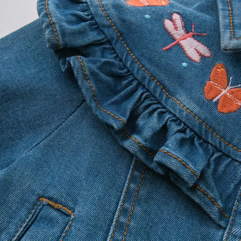 DBA9430 dave bella весенняя куртка для маленьких девочек детская модная синяя джинсовая